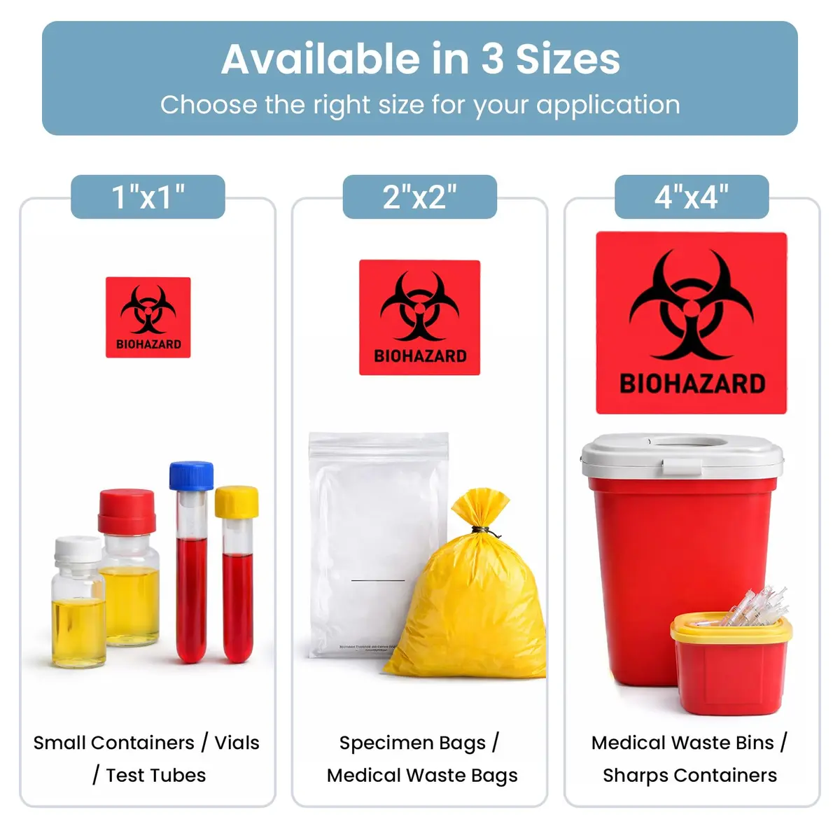 BEMAXYE Biohazard Danger Safety Warning Labels 1"x1" (250 Pcs/Roll) | High Temp Resistance Waterproof Vinyl Stickers - view 2