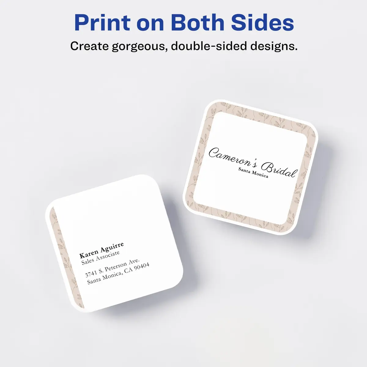 Avery Business Card Stock 2.5" x 2.5" Matte White | Rounded Corners, Sure Feed Tech - view 7