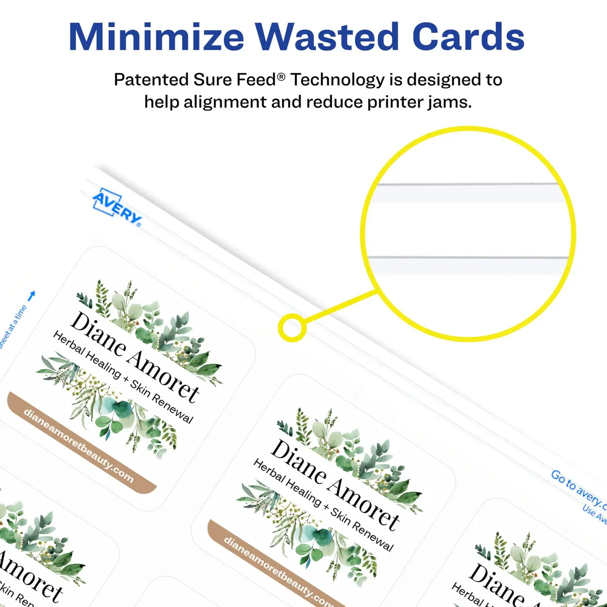Avery Business Card Stock 2.5" x 2.5" Matte White | Rounded Corners, Sure Feed Tech - view 3