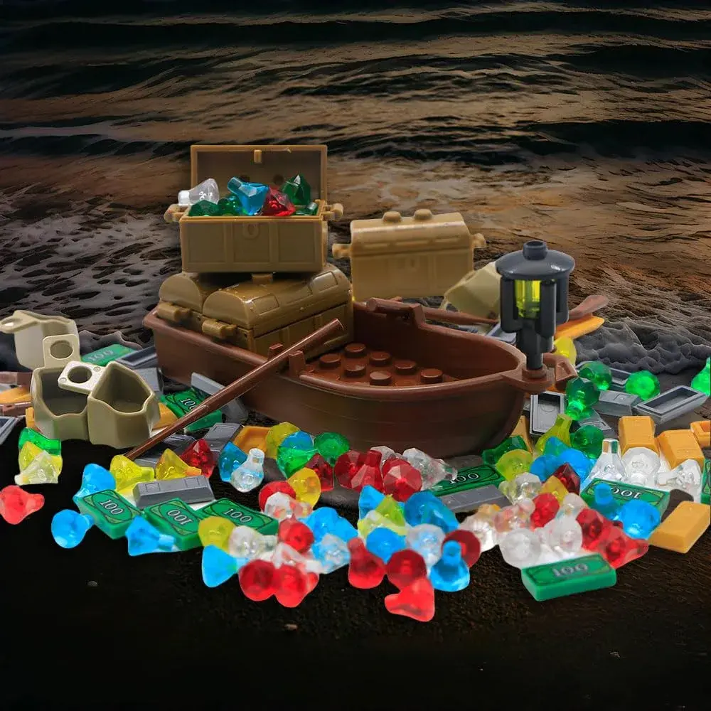 BroTex Pirate Treasure Chest Accessories 172 Pieces | STEM Educational Building Blocks for Kids 6+ - view 4