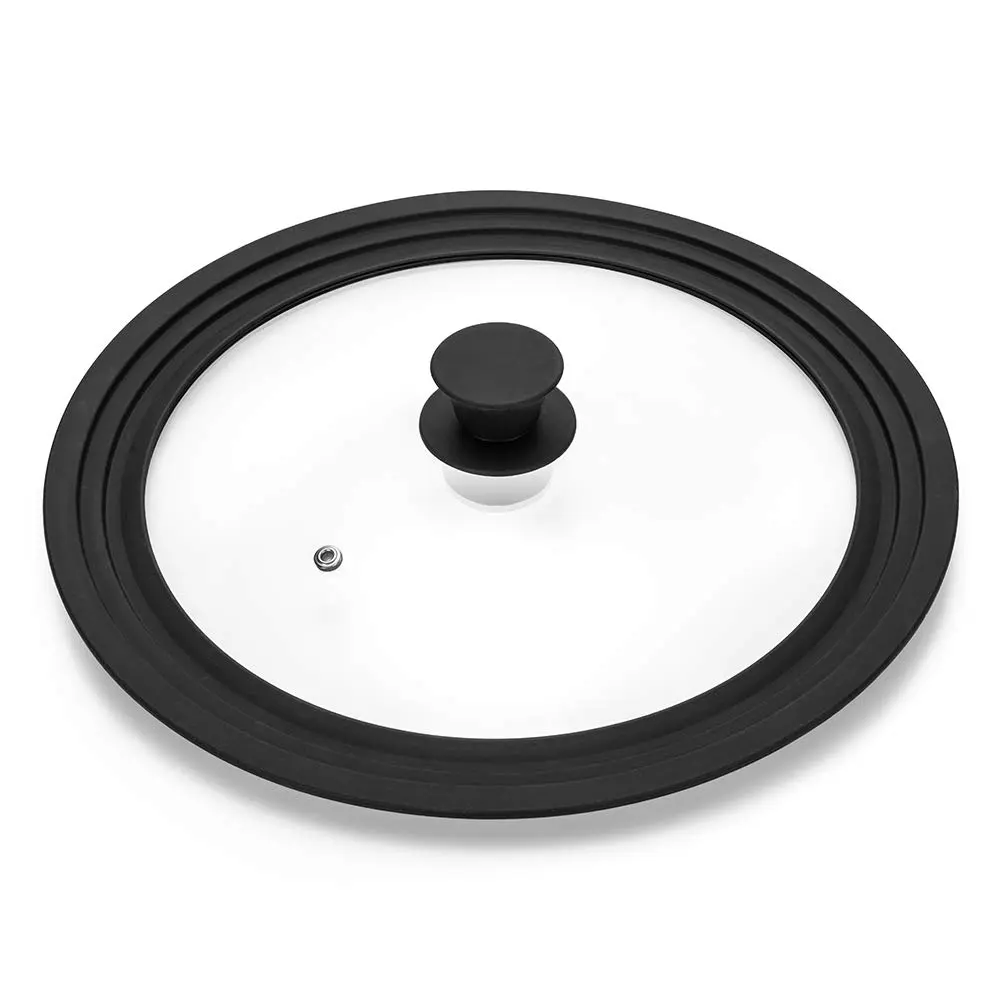 ELKKNOVE Universal Lid for Pots, Pans & Skillets 20cm-24cm (8"-9.5") | Tempered Glass with Steam Vent - main product image