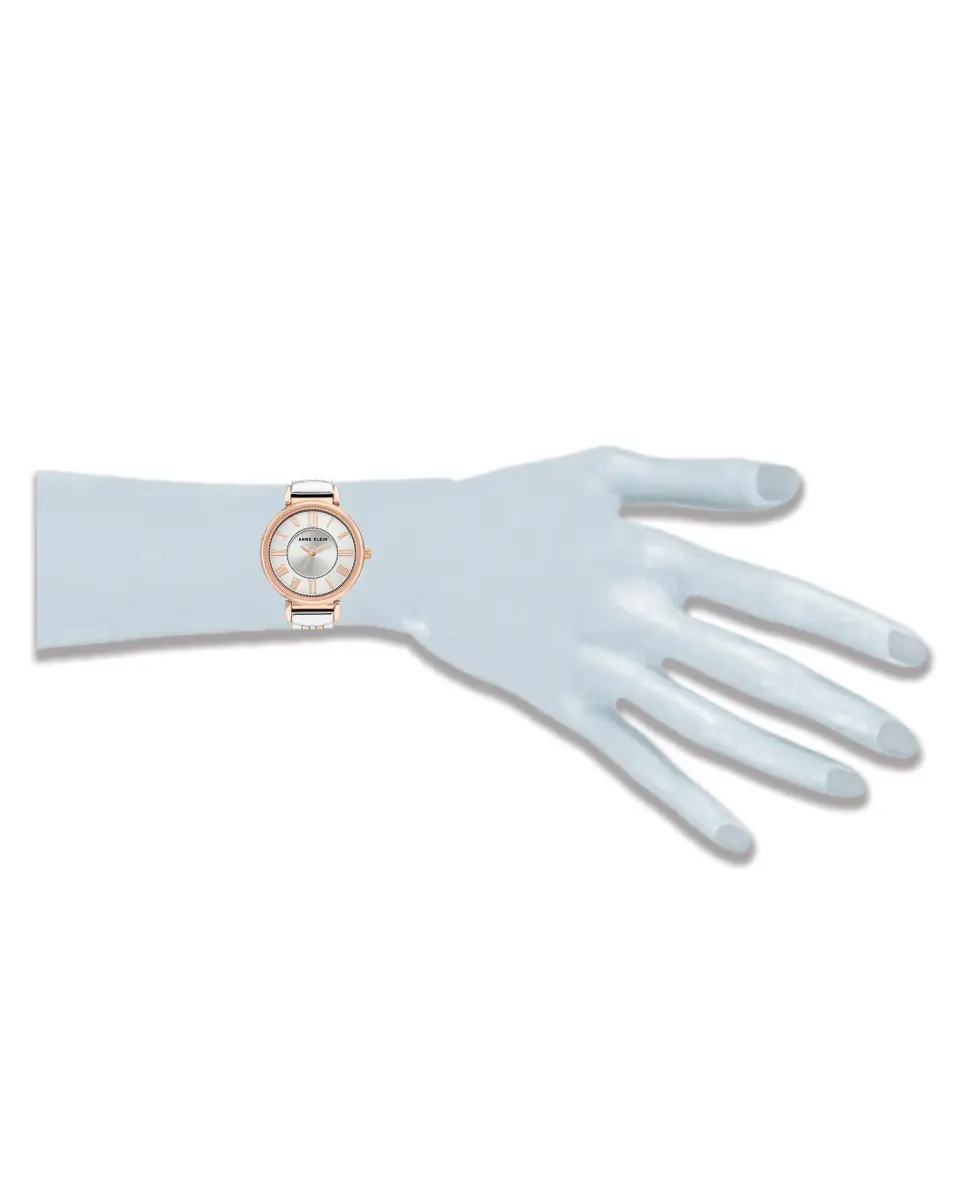 Anne Klein Women's Silver & Rose Gold Crystal Accented Bracelet Watch 30mm - view 2