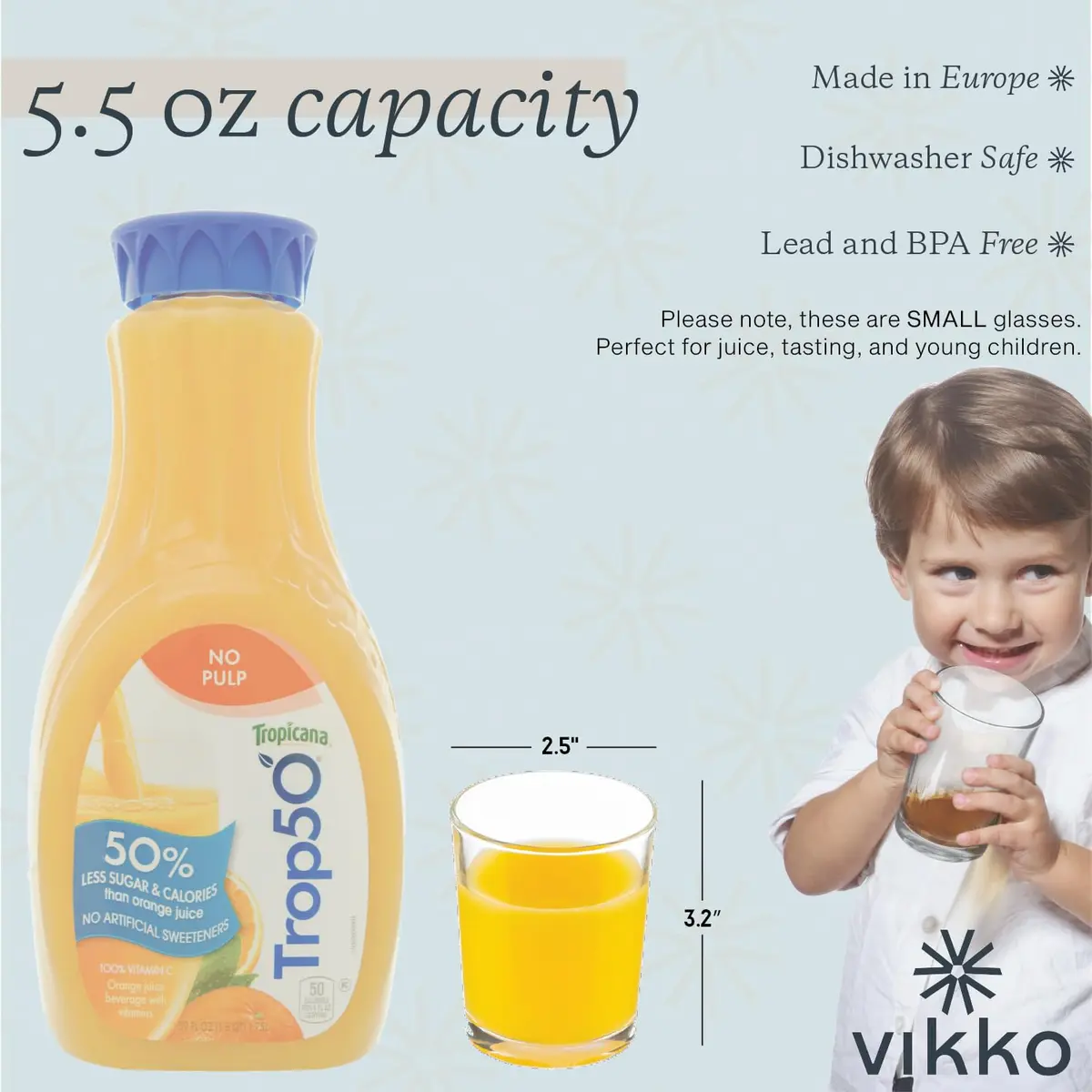 Vikko Small Juice Glasses 5 Oz | Heavy Base Glassware for Kids & Tasting - view 2