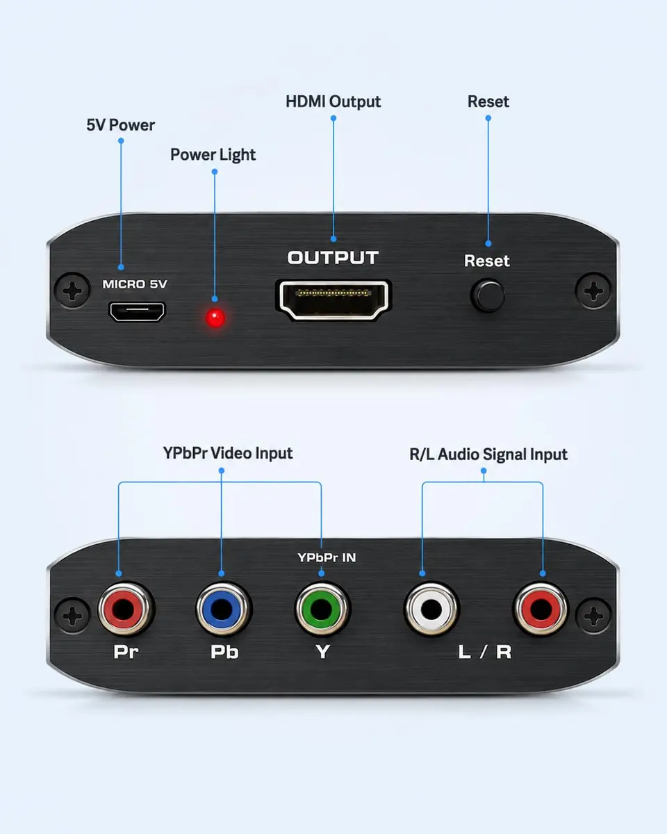 Koopman-Tech Component to HDMI Converter 2.6 x 2.1 x 0.75 in | Supports 1080P Video & Audio - view 5