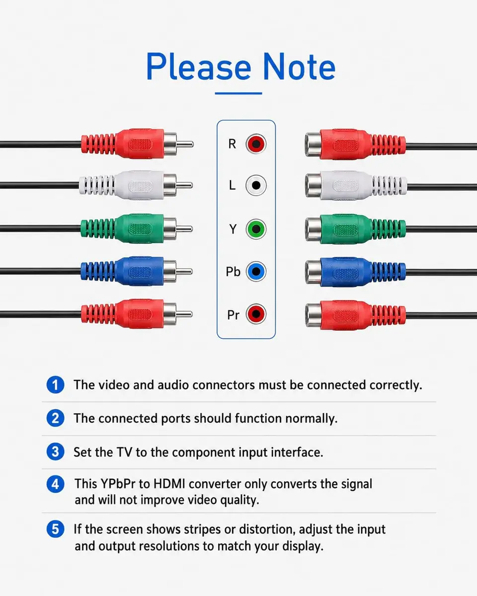 Koopman-Tech Component to HDMI Converter 2.6 x 2.1 x 0.75 in | Supports 1080P Video & Audio - view 6