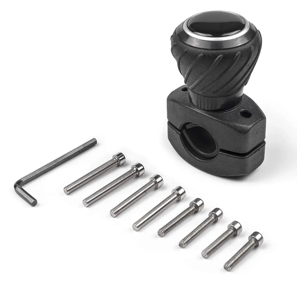 Polar Snow Products Deluxe Steering Wheel Spinner Knob with Universal Fit for Cars, Trucks, Tractors, Mowers, Forklifts, Boats (Black, 1.75" Max Grip) - main product image