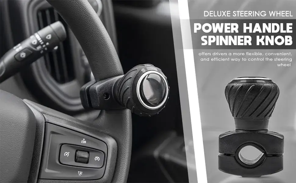 Polar Snow Products Deluxe Steering Wheel Spinner Knob with Universal Fit for Cars, Trucks, Tractors, Mowers, Forklifts, Boats (Black, 1.75" Max Grip) - view 2