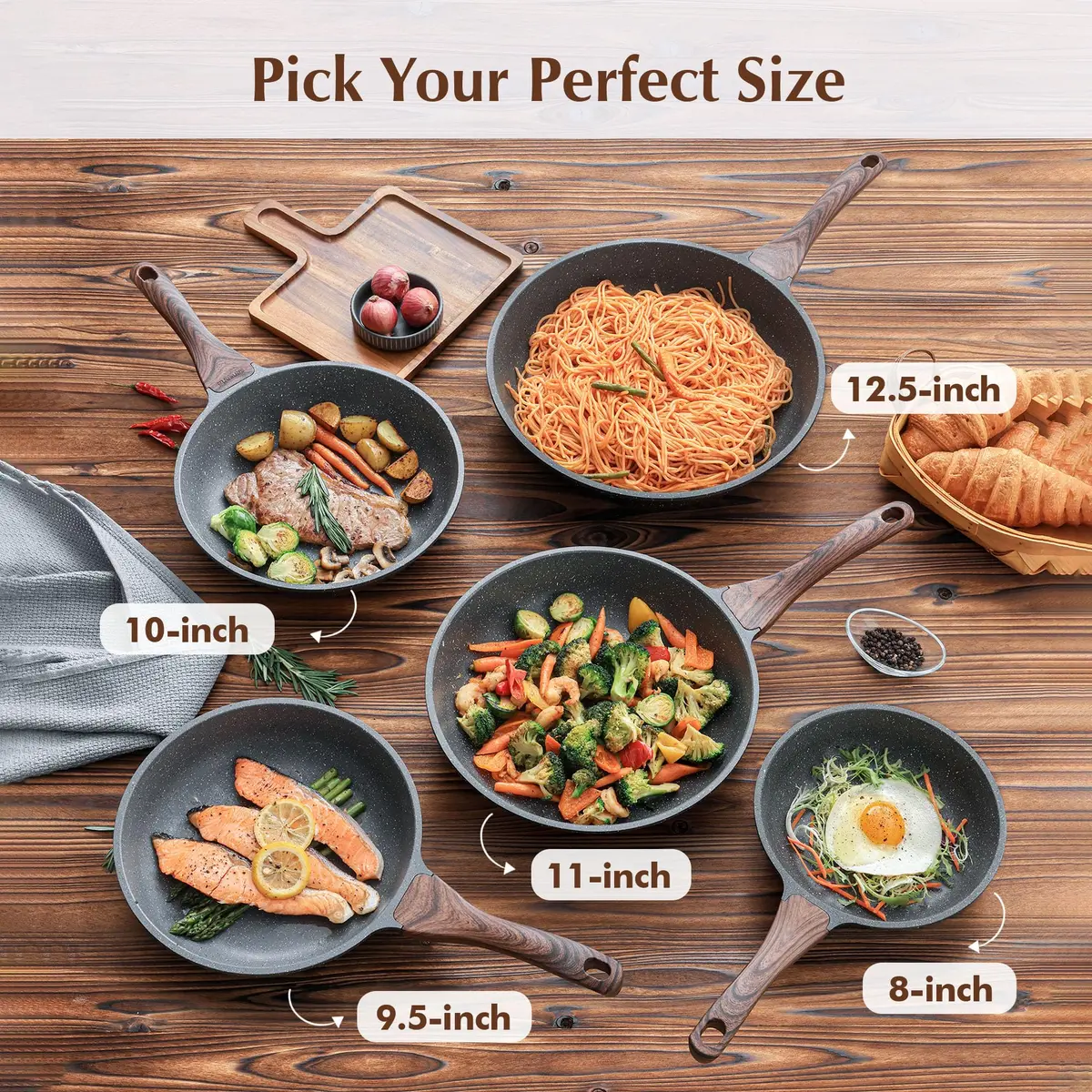 SENSARTE 11 Inch Nonstick Frying Pan Skillet | Swiss Granite Coating, PFOA Free, Induction Compatible - view 7