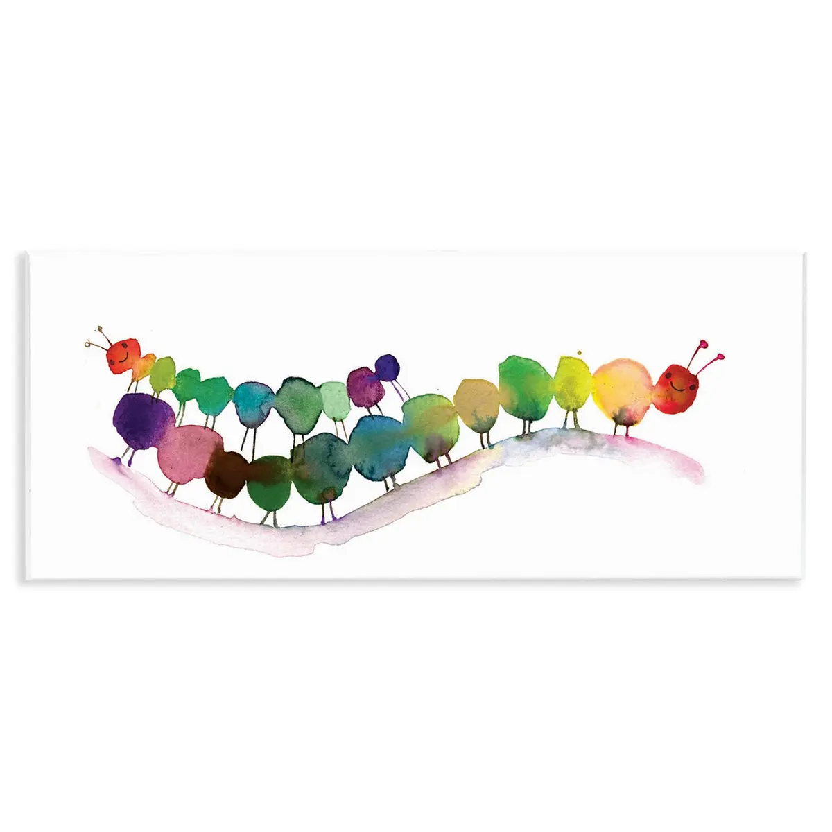 Stupell Industries Rainbow Inchworms Wall Plaque 7 x 17 Inch | Whimsical Kids Decor with Cheerful Rainbow & Insects - main product image