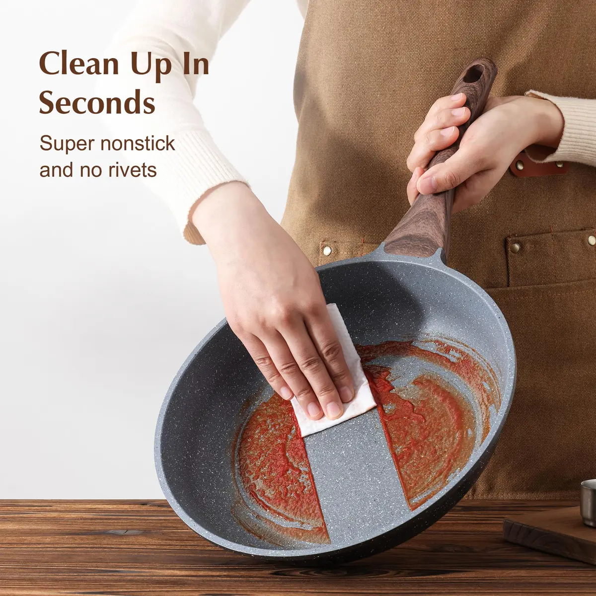 SENSARTE 9.5 Inch Nonstick Frying Pan Skillet | Swiss Granite Coating Omelette Pan - view 4
