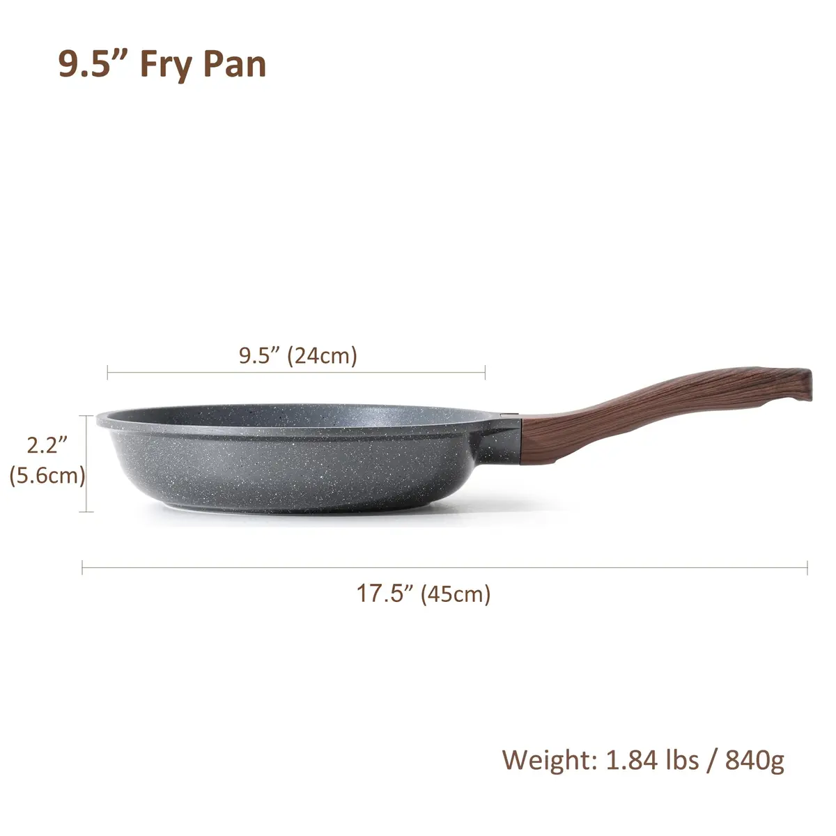 SENSARTE 9.5 Inch Nonstick Frying Pan Skillet | Swiss Granite Coating Omelette Pan - view 5