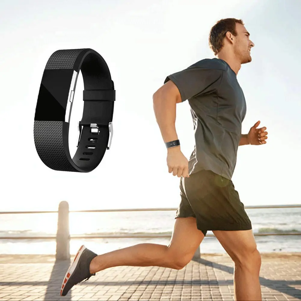 Yuuol Replacement Bands for Fitbit Charge 2, Silicone Adjustable Classic Bands for Fitbit Charge 2, Women Men (Large, Black) - view 6