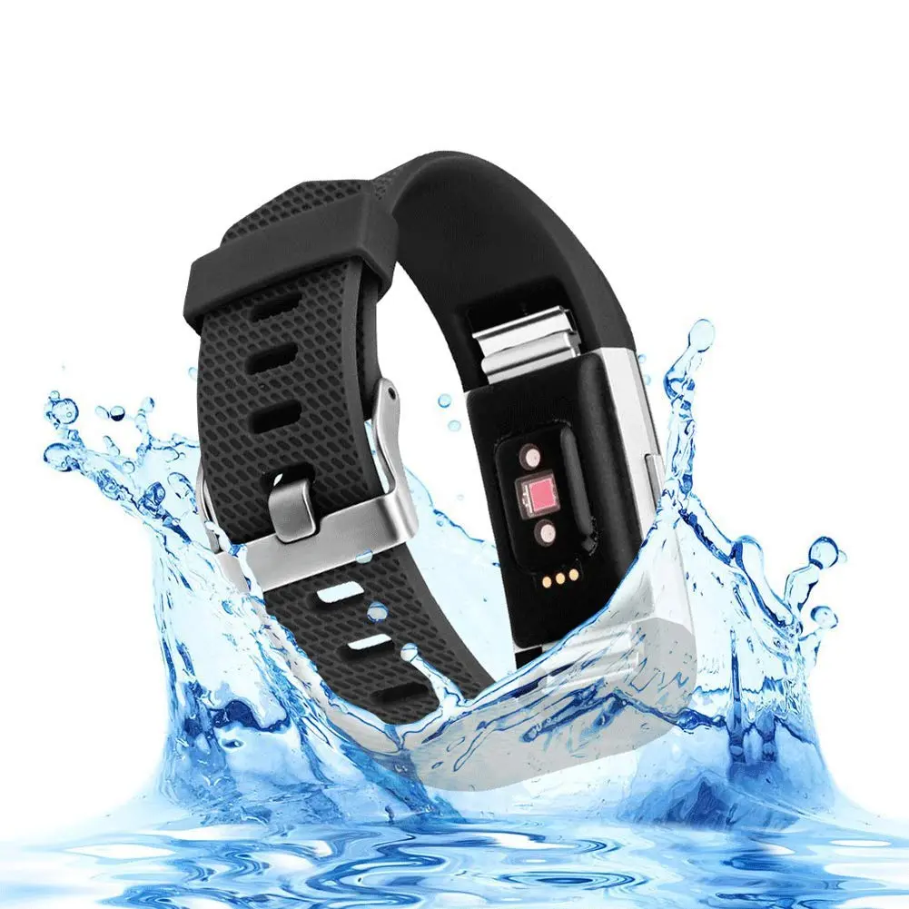 Yuuol Replacement Bands for Fitbit Charge 2, Silicone Adjustable Classic Bands for Fitbit Charge 2, Women Men (Large, Black) - view 3