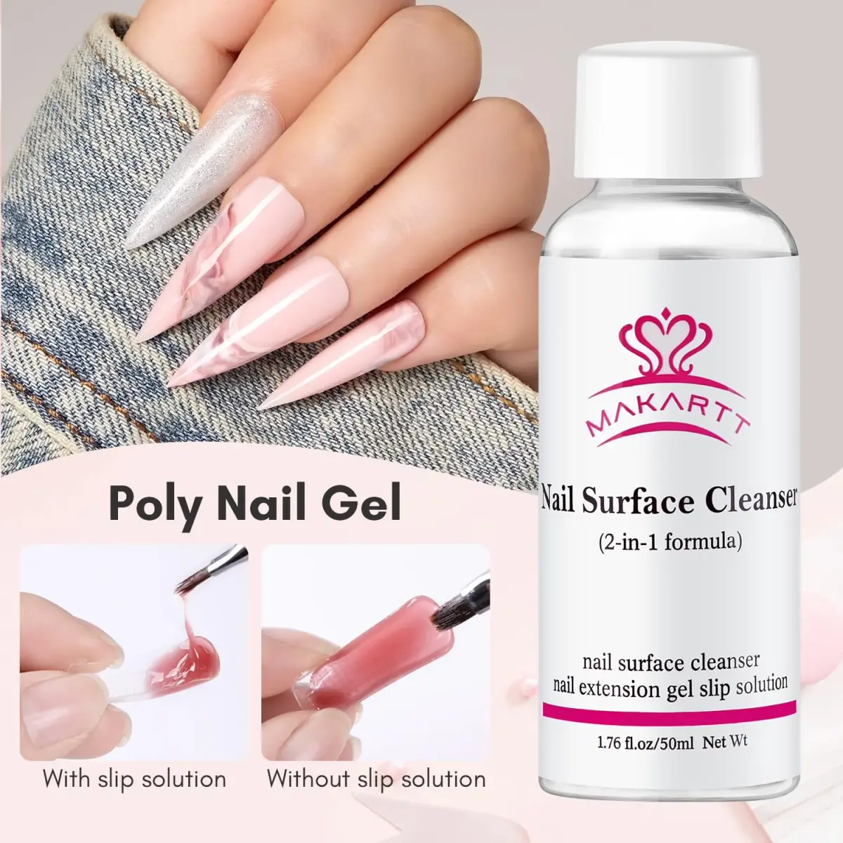 Makartt Nude Colors Poly Nail Gel Kit 15ml (0.5 Fl Oz) | All-in-One Builder Gel Extension Set with Slip Solution, Base, Top Coat, Forms - view 6