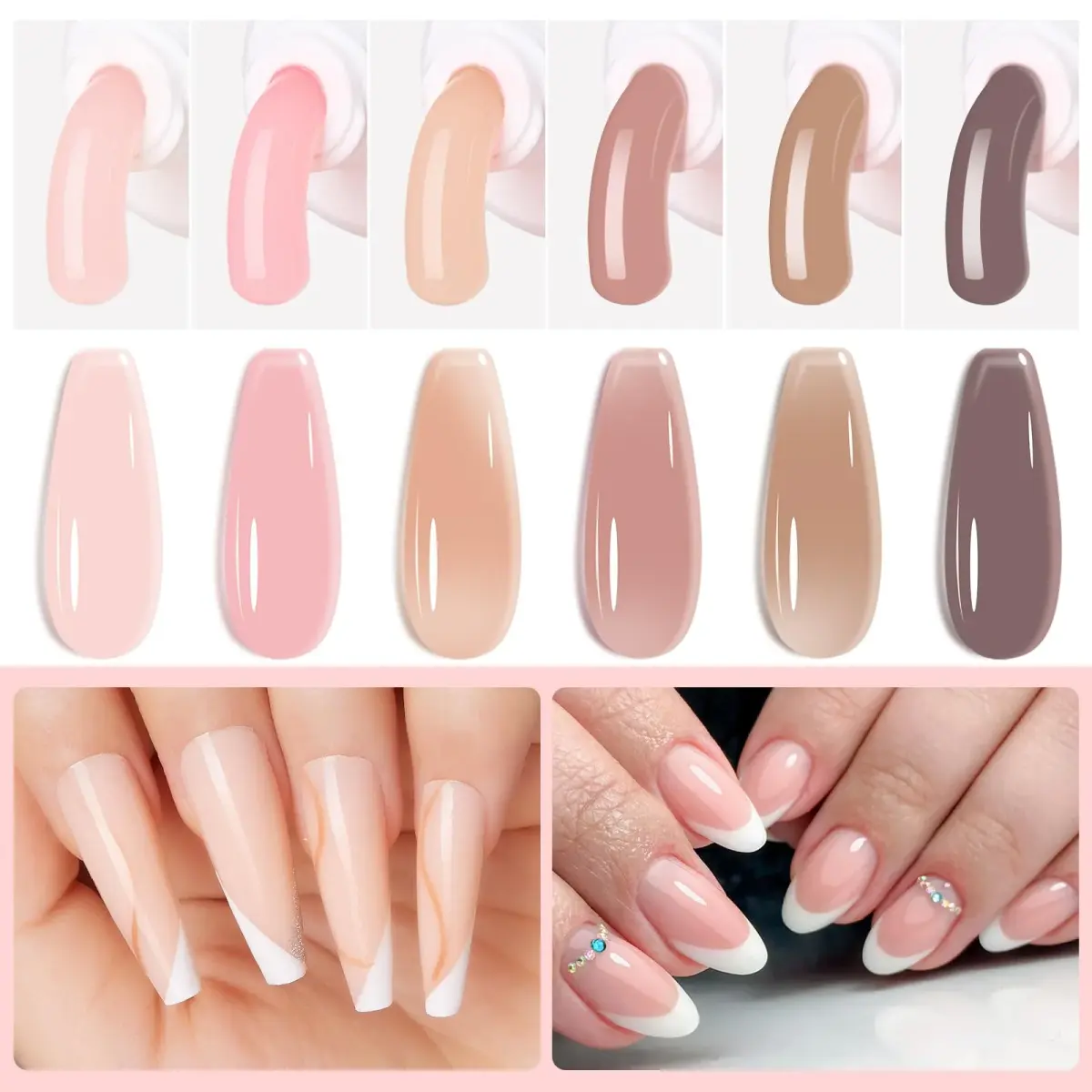Makartt Nude Colors Poly Nail Gel Kit 15ml (0.5 Fl Oz) | All-in-One Builder Gel Extension Set with Slip Solution, Base, Top Coat, Forms - view 2