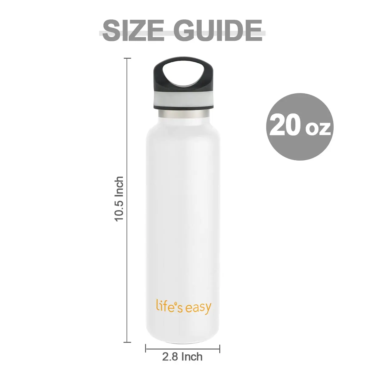 Life's Easy 20 oz Insulated Stainless Steel Sports Water Bottle | Keeps Hot 8h & Cold 24h - view 2