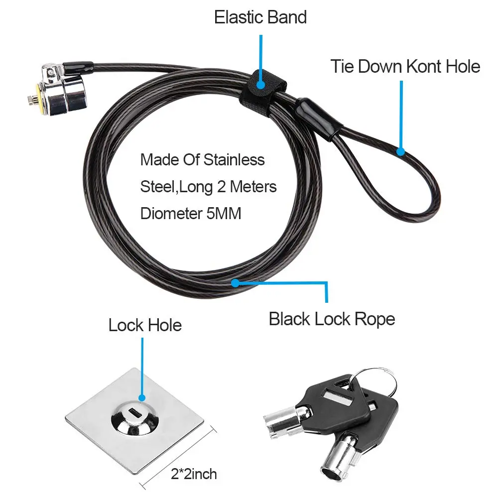 LORADAR 5Pack Laptop Cable Lock 6.7Ft | Anti Theft Security Lock with 5 Keys - view 3