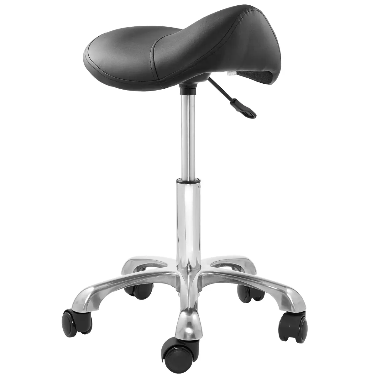 Saloniture Professional Ergonomic Saddle Stool Black | 19.5cm (7.68in) Wide Seat, Adjustable Height 49.5-64.8cm (19.5-25.5in) - main product image