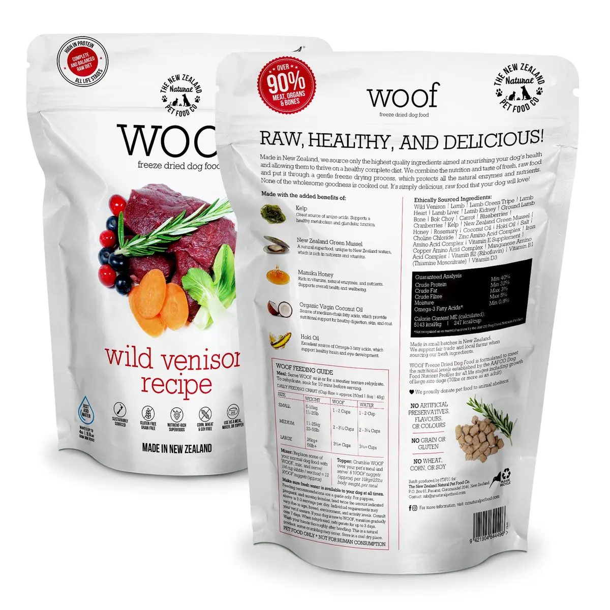 The New Zealand Natural Pet Food Co. WOOF Wild Venison Freeze Dried Dog Food, 9.9oz | Novel Protein for Sensitive Dogs - view 2