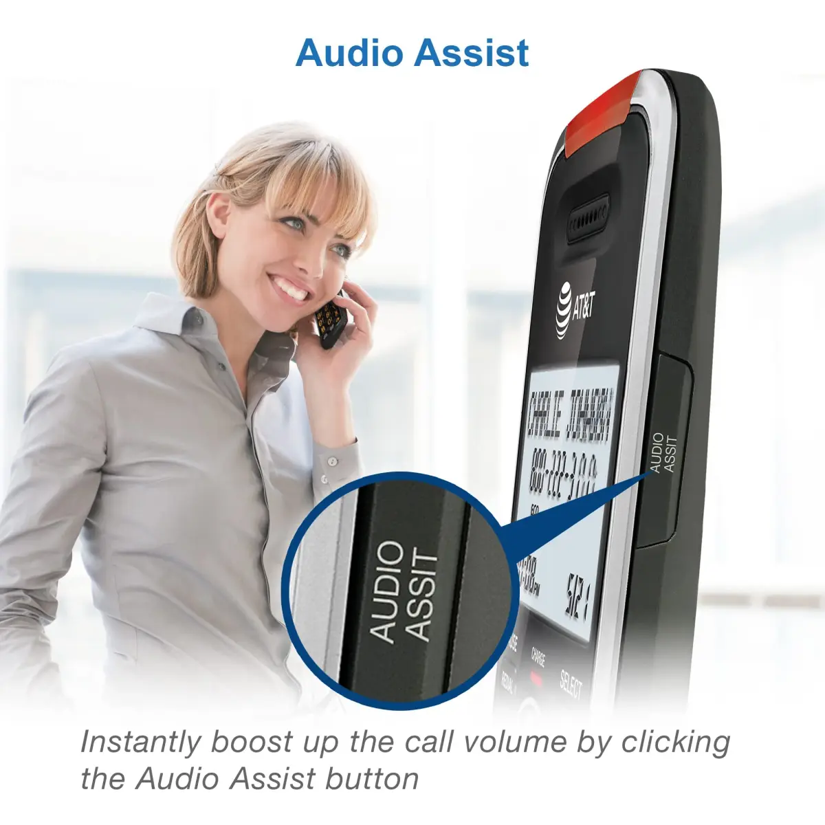 AT&T BL102-2 DECT 6.0 Cordless Phone System with Answering Machine, Call Blocking, Caller ID Announce, Audio Assist, Intercom, Silver/Black (2 Handsets) - view 4