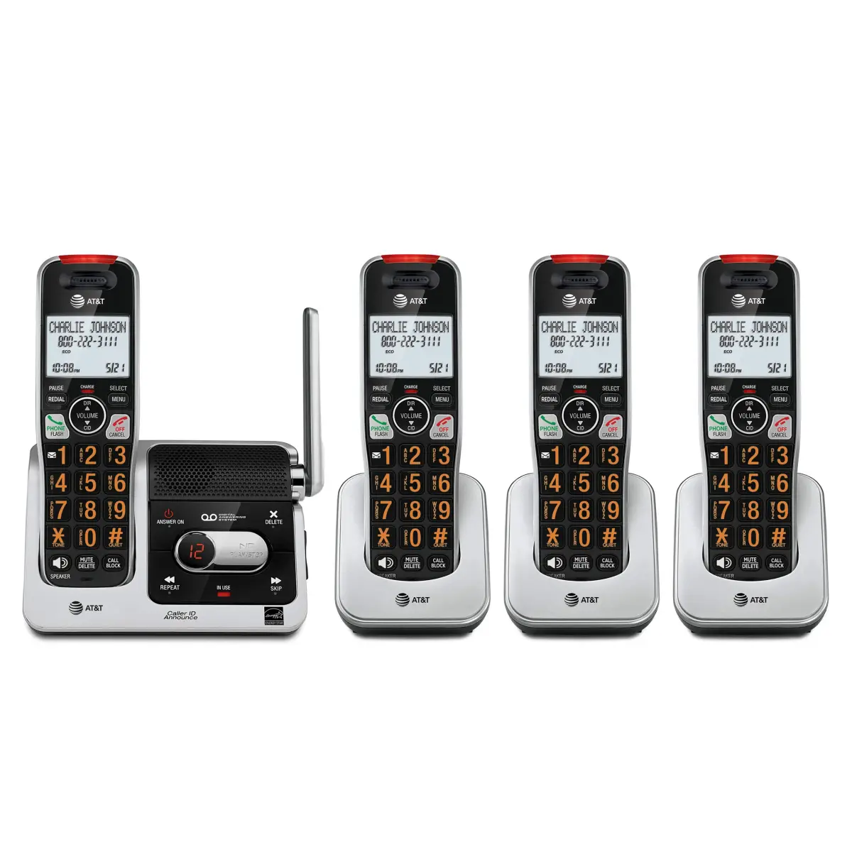 AT&T BL102-4 DECT 6.0 4-Handset Cordless Phone | Unsurpassed Range, Call Blocking, Answering Machine - main product image