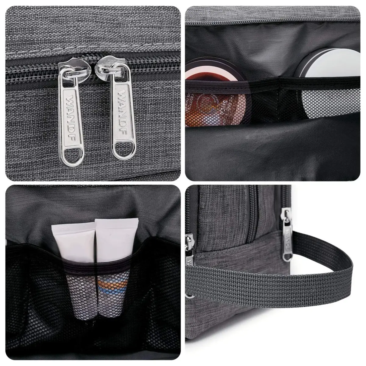WANDF Travel Toiletry Bag for Men, Small Dopp Kit for Toiletries | Water-Resistant Polyester - view 4