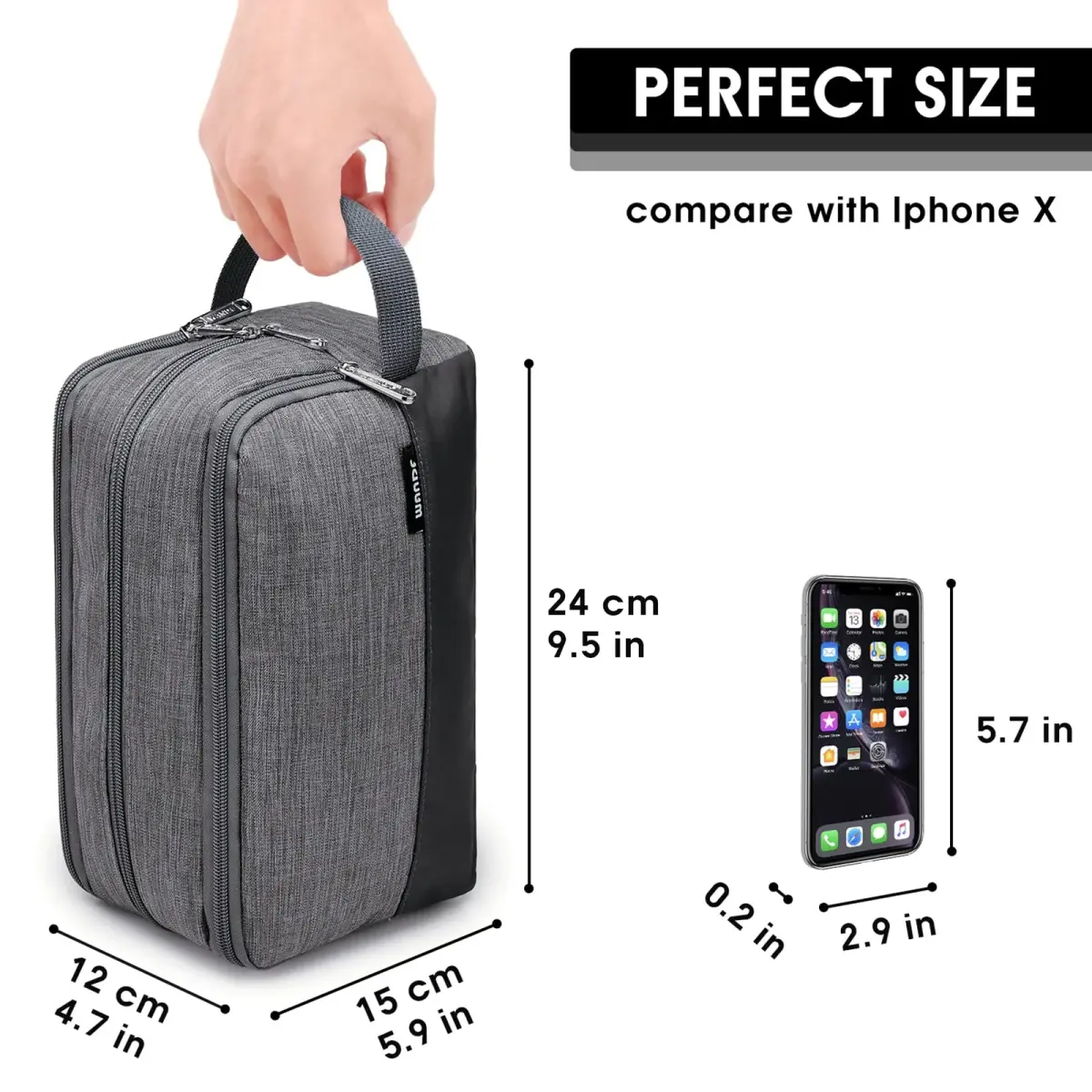 WANDF Travel Toiletry Bag for Men, Small Dopp Kit for Toiletries | Water-Resistant Polyester - view 2