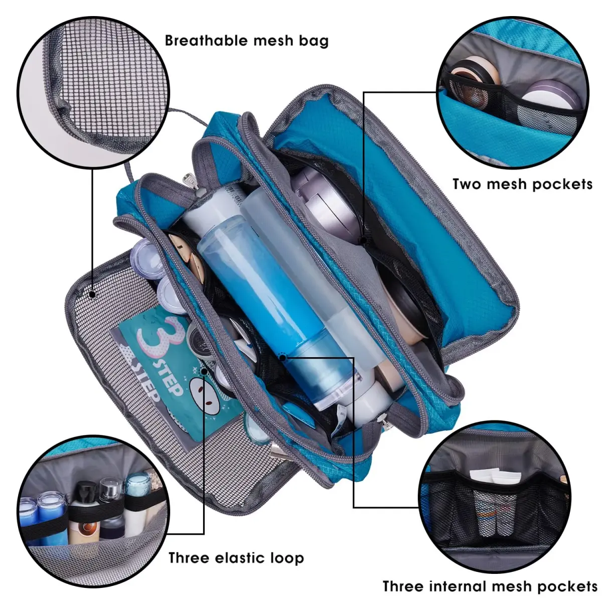 WANDF Travel Toiletry Bag for Men, Small Dopp Kit | 25cm x 12cm x 5cm (9.5" x 4.7" x 5.9") - view 3