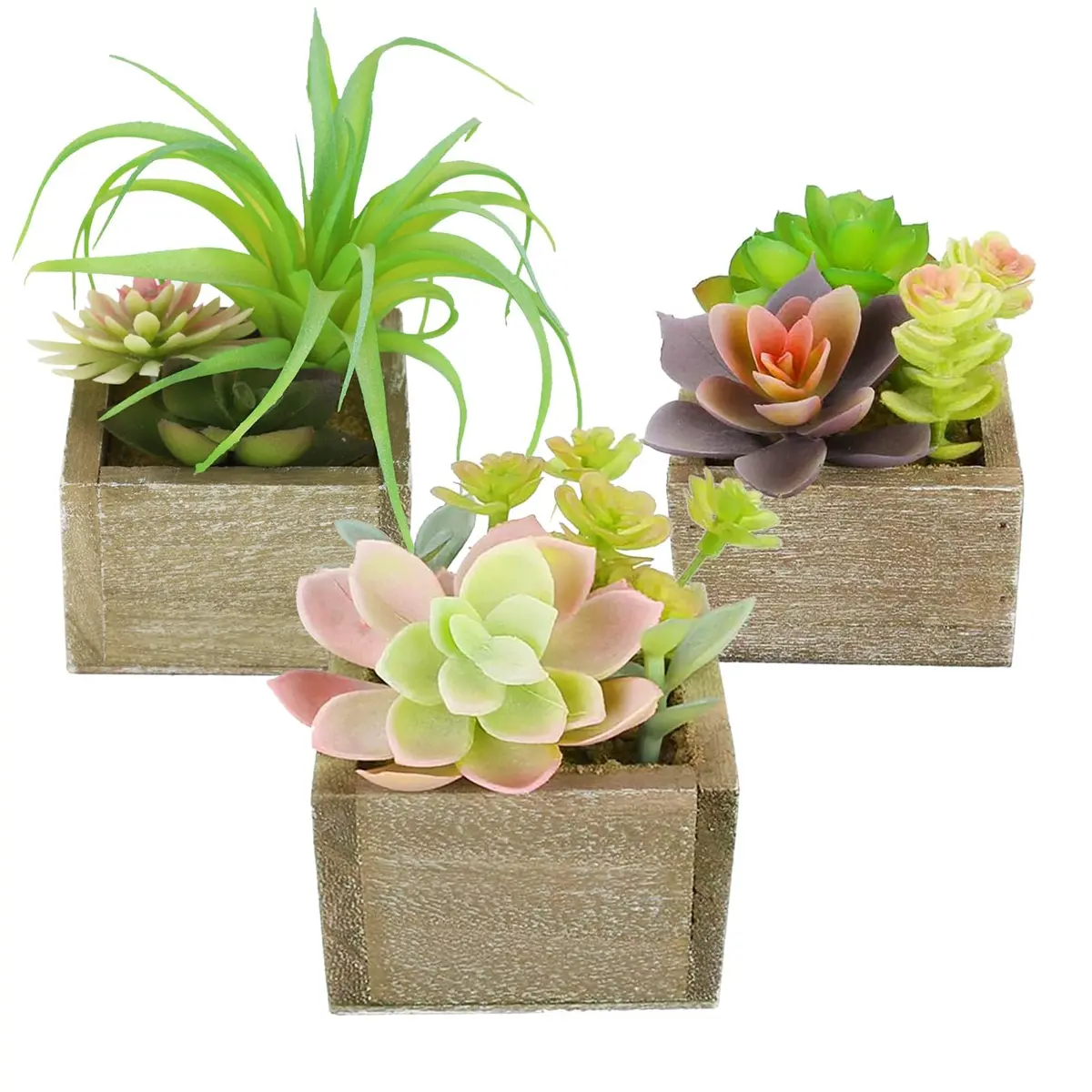 Mingfuxin Artificial Succulents Indoor Fake Plants Set of 3 | Realistic Mini Potted Decor for Home & Bathroom - main product image