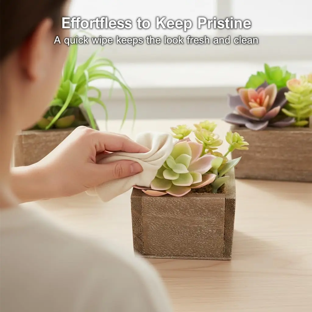 Mingfuxin Artificial Succulents Indoor Fake Plants Set of 3 | Realistic Mini Potted Decor for Home & Bathroom - view 5