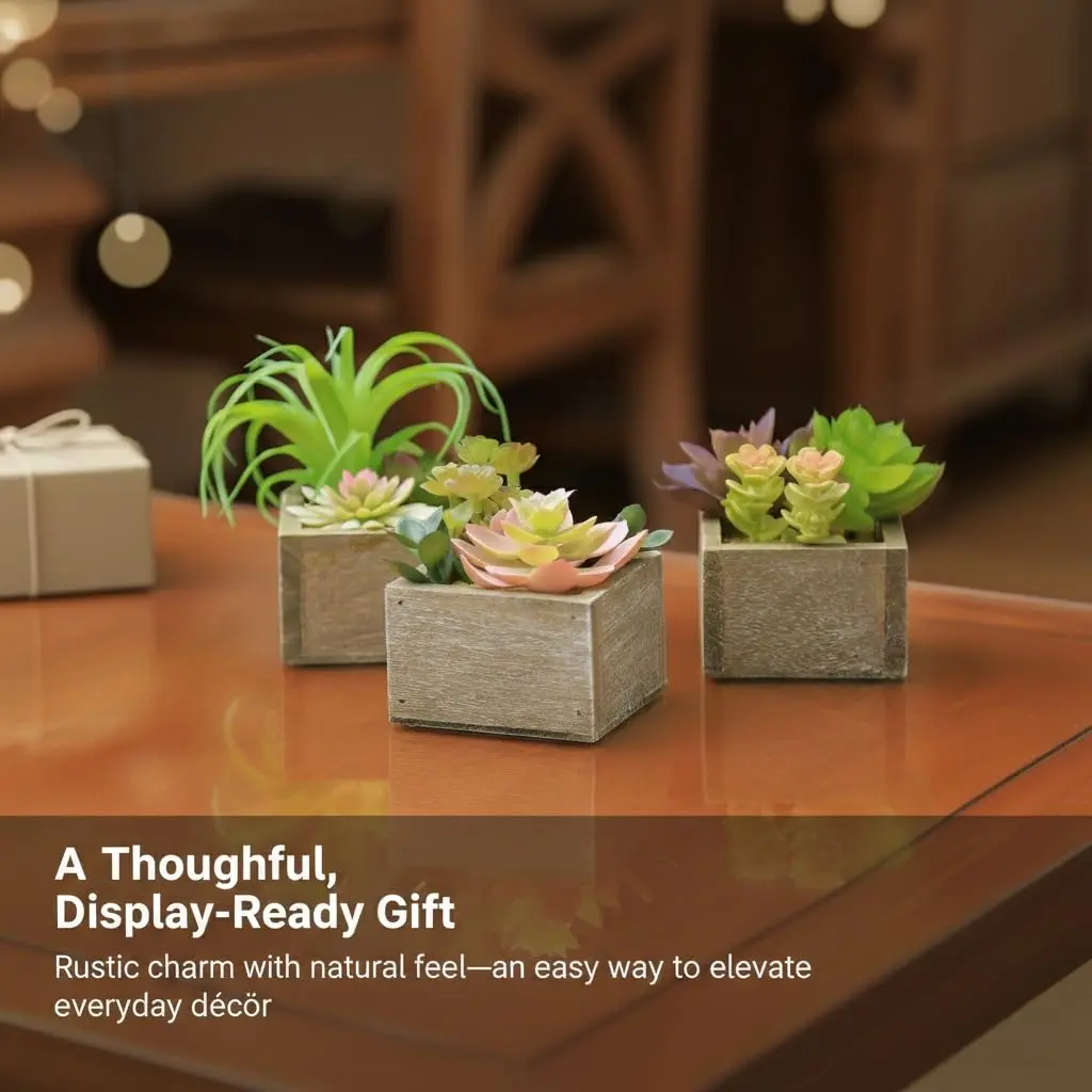 Mingfuxin Artificial Succulents Indoor Fake Plants Set of 3 | Realistic Mini Potted Decor for Home & Bathroom - view 7
