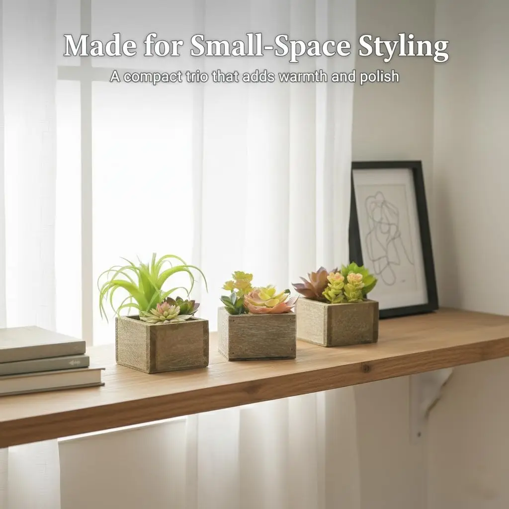 Mingfuxin Artificial Succulents Indoor Fake Plants Set of 3 | Realistic Mini Potted Decor for Home & Bathroom - view 3