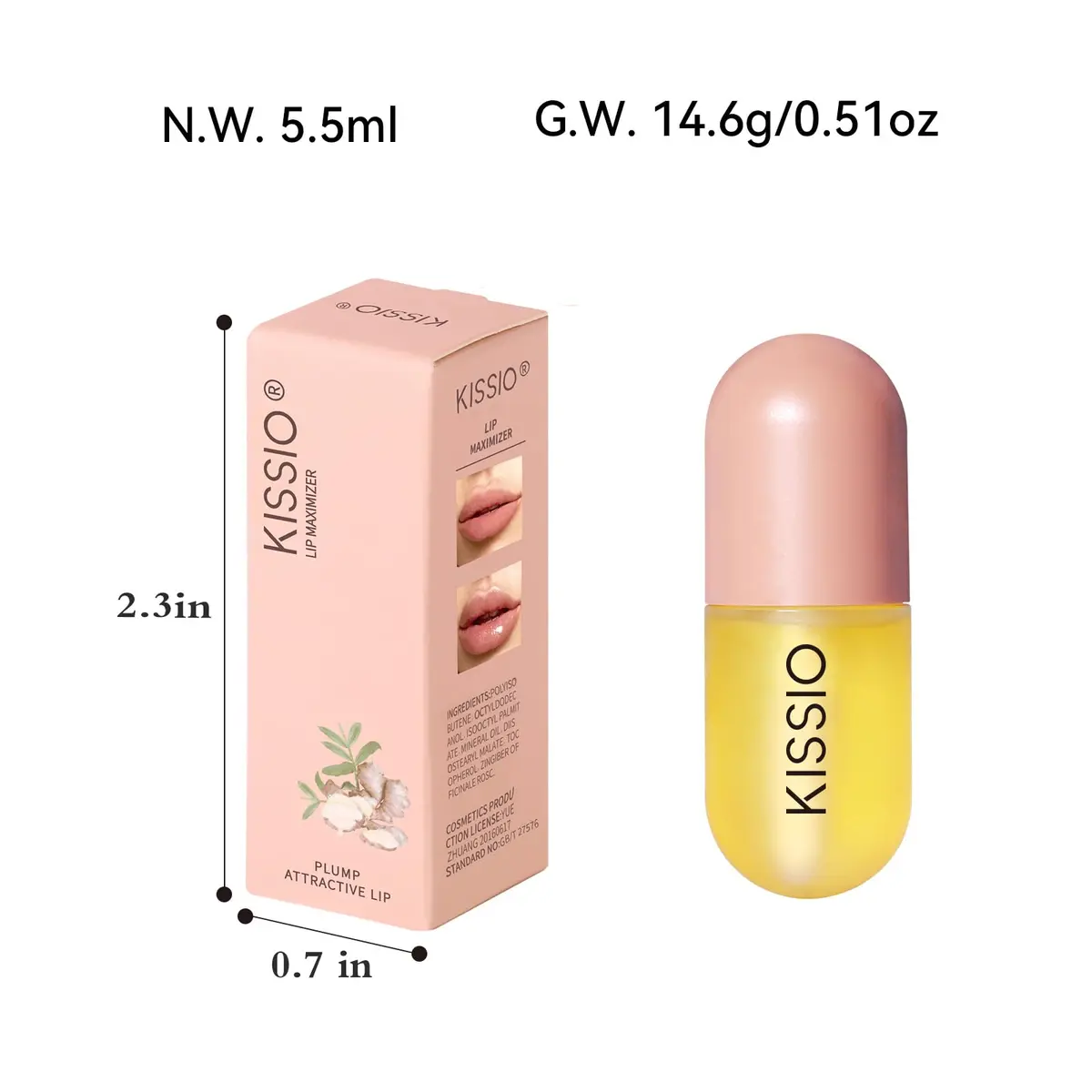 KISSIO Natural Lip Plumper Gloss 5.6ml (0.19 Fl Oz) | For Fuller, Hydrated Lips - view 7