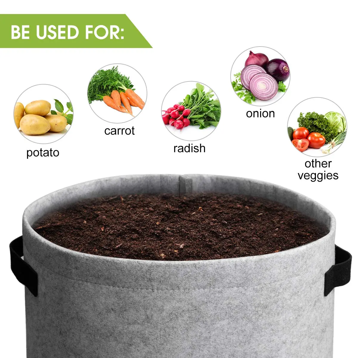 Homyhoo 4 Pack Plant Grow Bags 10 Gallon | Breathable, Handles & Harvest Window for Vegetables - view 4