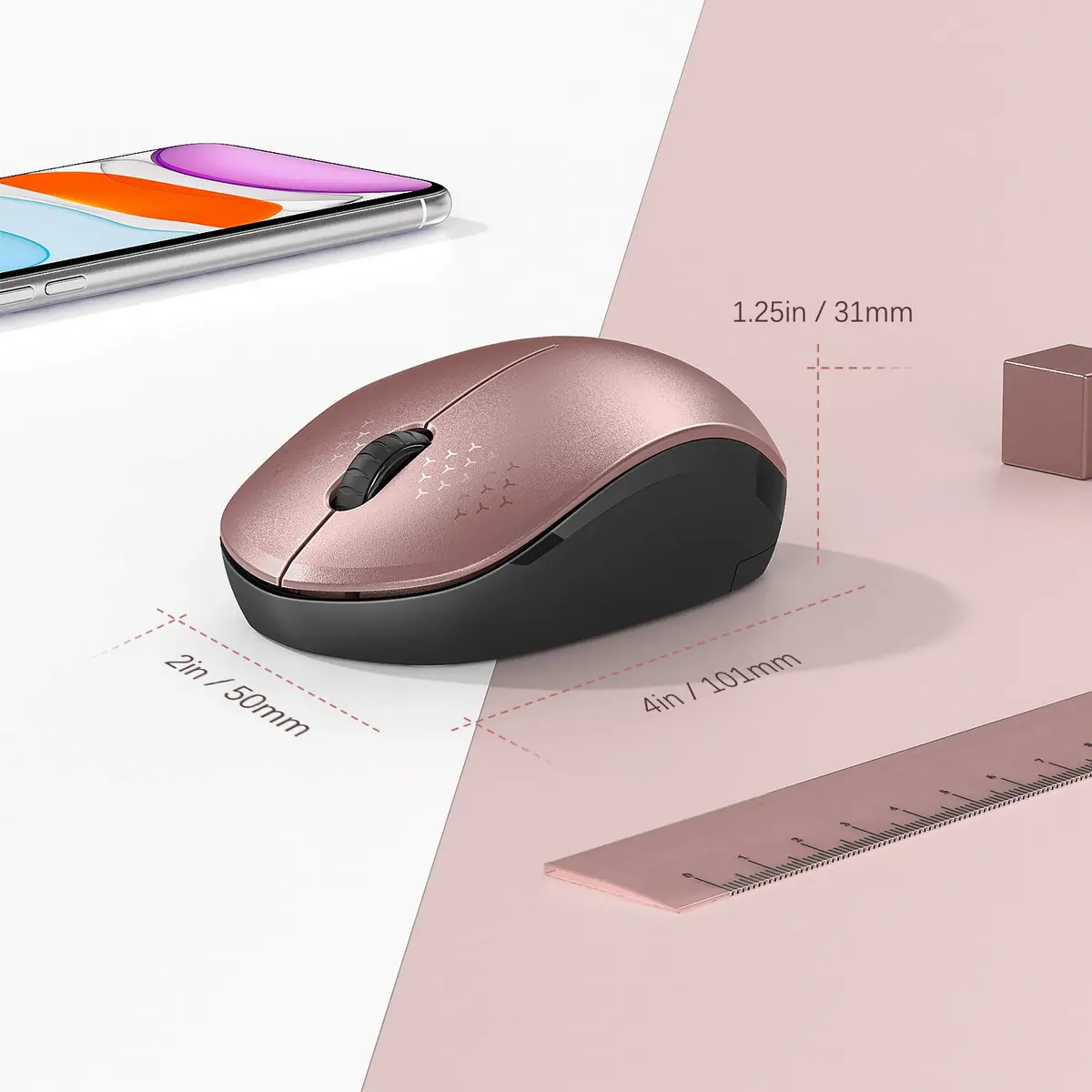 seenda Wireless Mouse 2.4G Noiseless Portable Rose Gold & Black | Compact, Reliable, for PC & Laptop - view 6