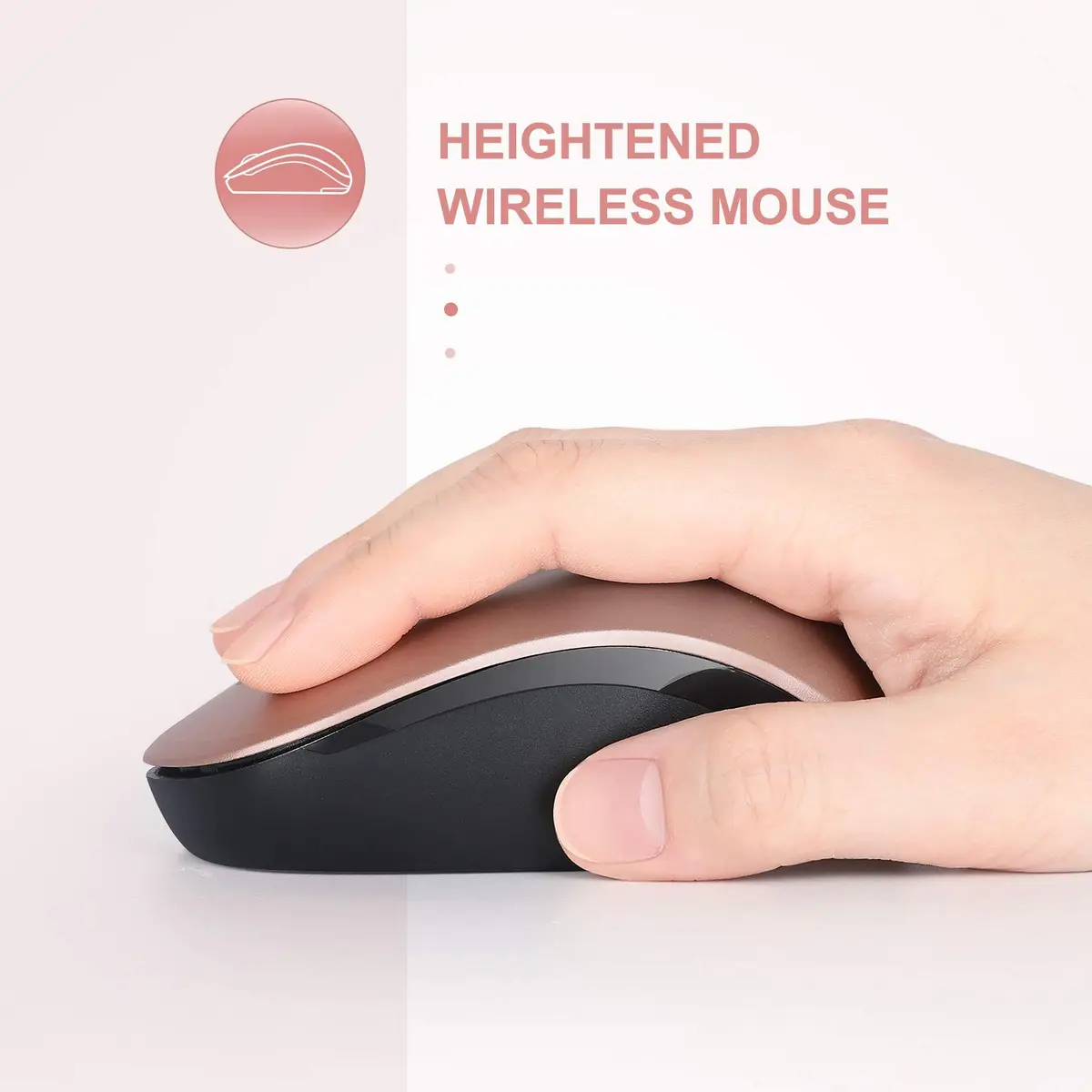 seenda Wireless Mouse 2.4G Noiseless Portable Rose Gold & Black | Compact, Reliable, for PC & Laptop - view 4