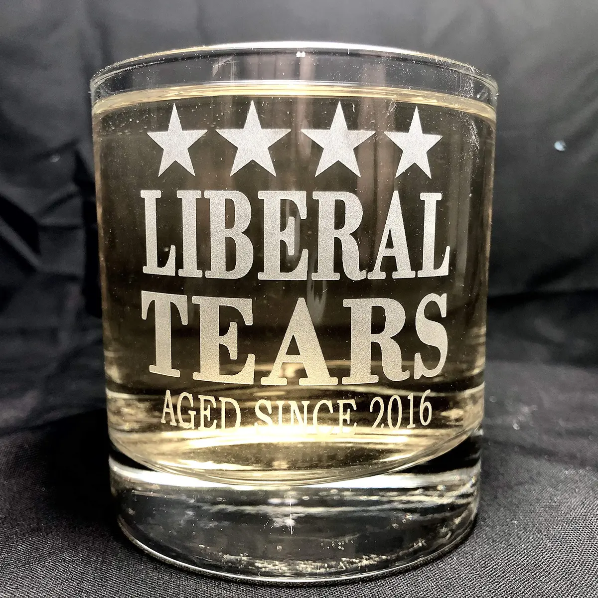 alankathy mug Liberal Tears Republican Idea Whiskey Glass 296ml (10 oz) | Etched, Dishwasher Safe, USA Made - view 4