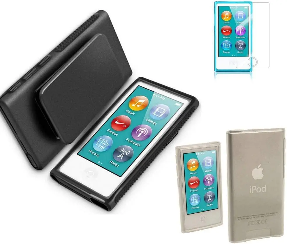 BestforYou Clear 7G Cellular Phone Case with Belt Clip | Shockproof TPU Cover for Apple iPod Nano 7th Gen (Black) - view 2