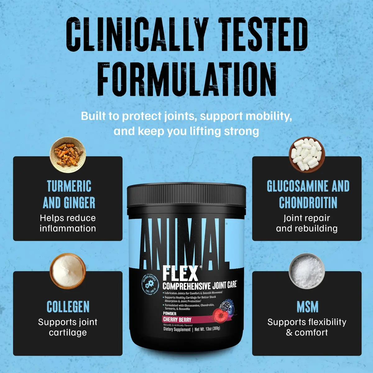 Animal Flex Joint Support Supplement Powder Cherry Berry 348g (13 oz) | Glucosamine & Chondroitin for Joint Health - view 5