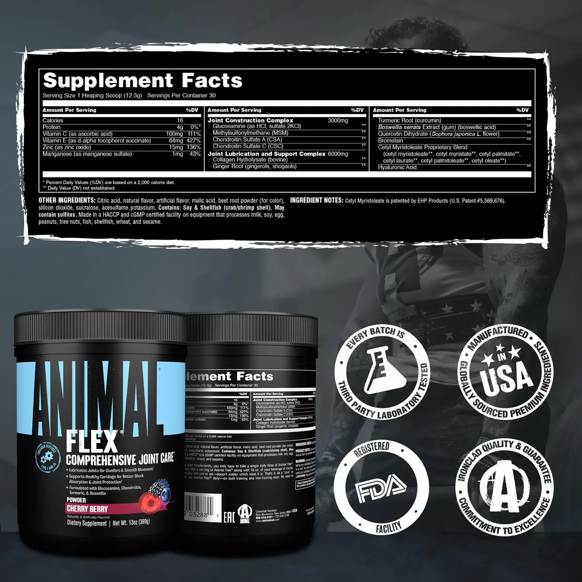 Animal Flex Joint Support Supplement Powder Cherry Berry 348g (13 oz) | Glucosamine & Chondroitin for Joint Health - view 7