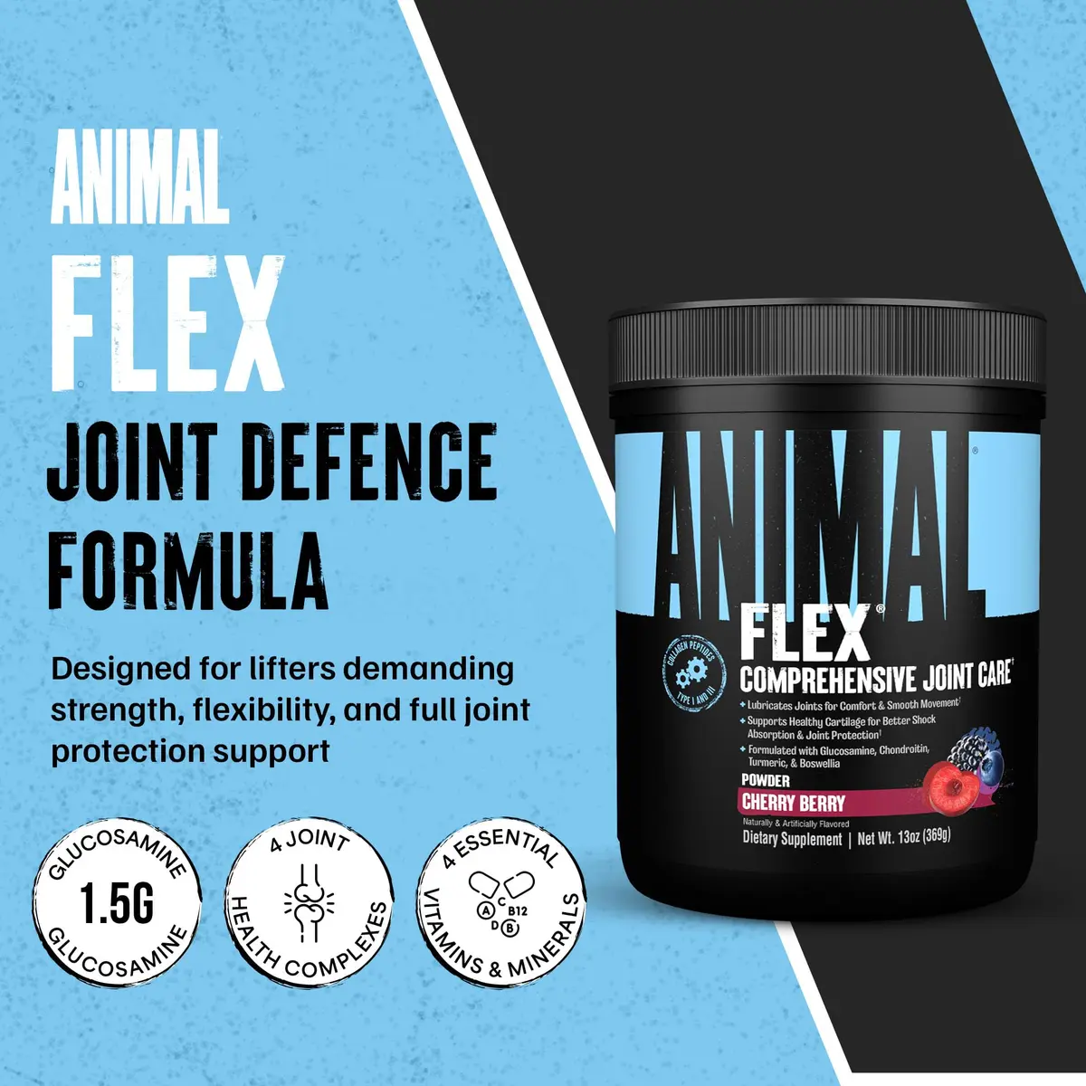 Animal Flex Joint Support Supplement Powder Cherry Berry 348g (13 oz) | Glucosamine & Chondroitin for Joint Health - view 2