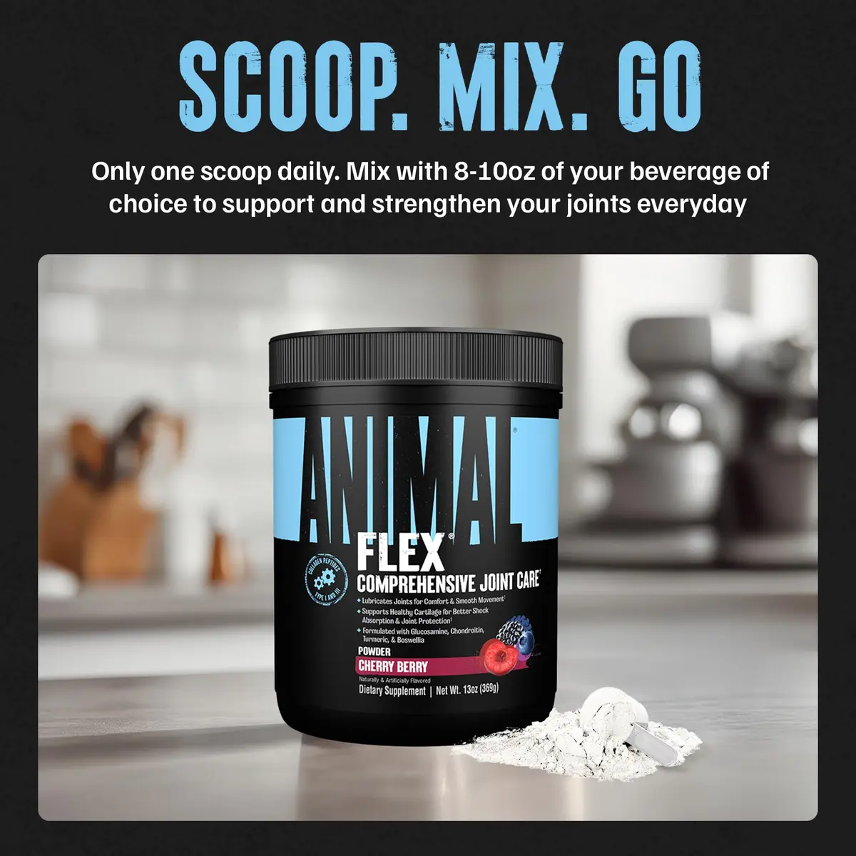 Animal Flex Joint Support Supplement Powder Cherry Berry 348g (13 oz) | Glucosamine & Chondroitin for Joint Health - view 4