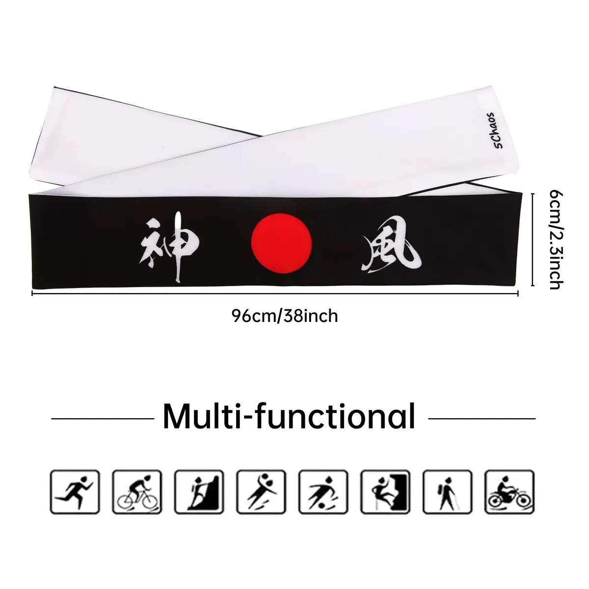 5Chaos Japanese Headband Hachimaki for Karate Cosplay Kitchen Chef | Reversible, Breathable, 38" Sweatband - view 4