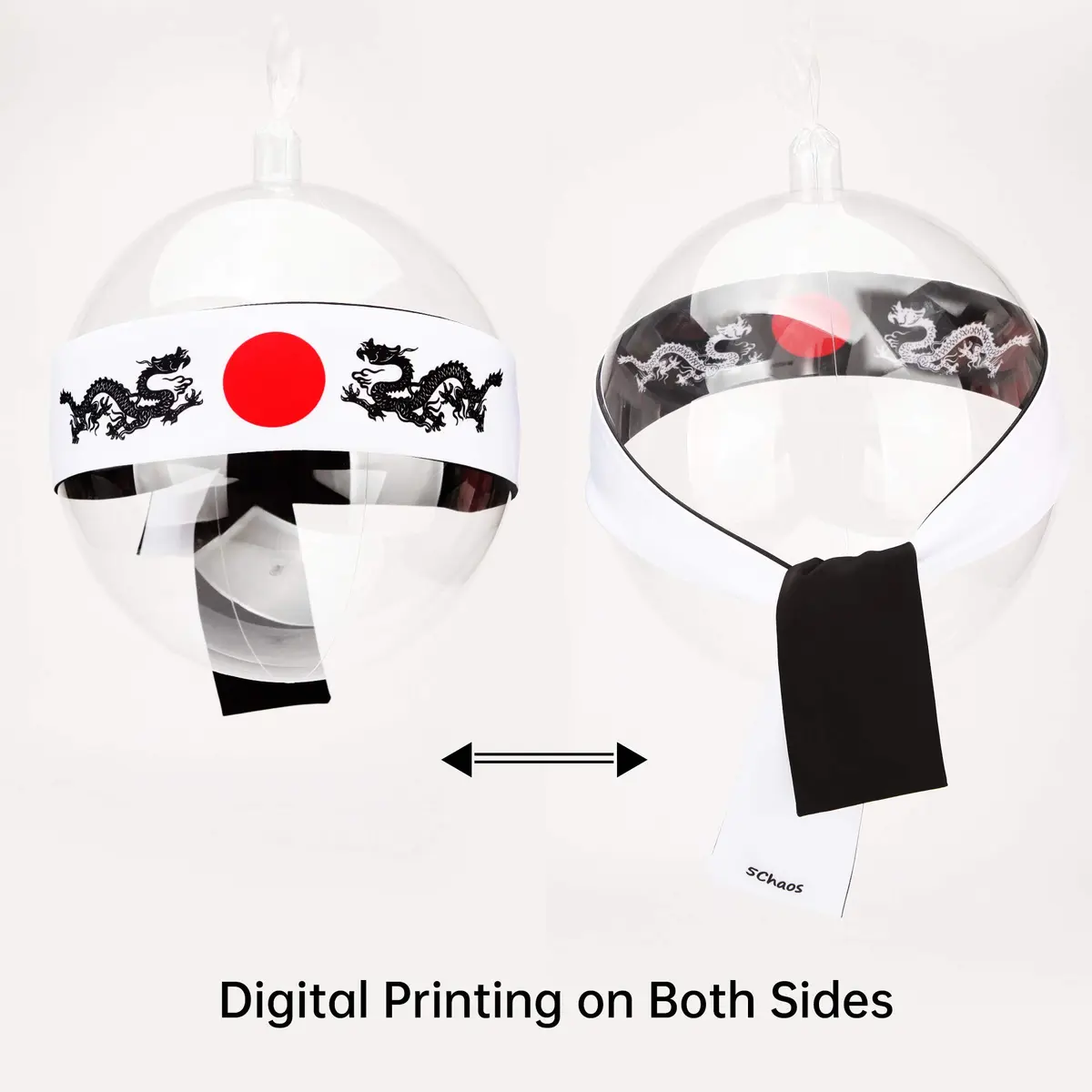 5Chaos Japanese Dragon Headband Hachimaki 5.8cm (2.3" W) x 96.5cm (38" L) | Reversible Bushido Head Wrap for Karate Cosplay Kitchen Chef Ninja Samurai Party Festival - view 3