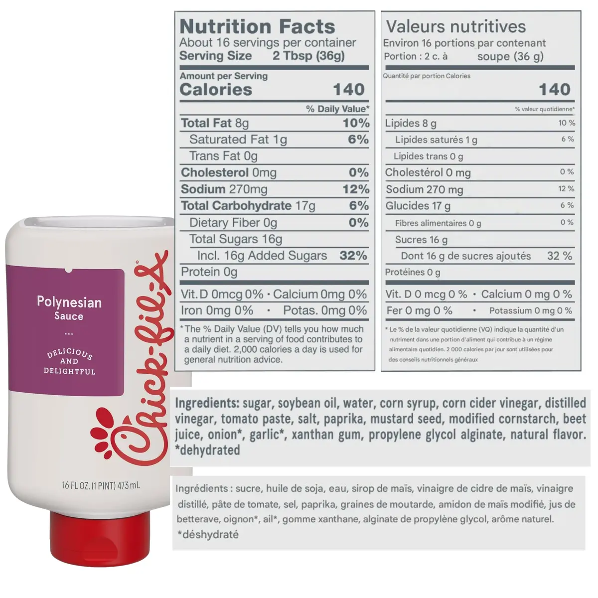 Chick-Fil-A Sauce Bundle 16oz | Includes Chick-fil-A & Polynesian Sauces - view 2