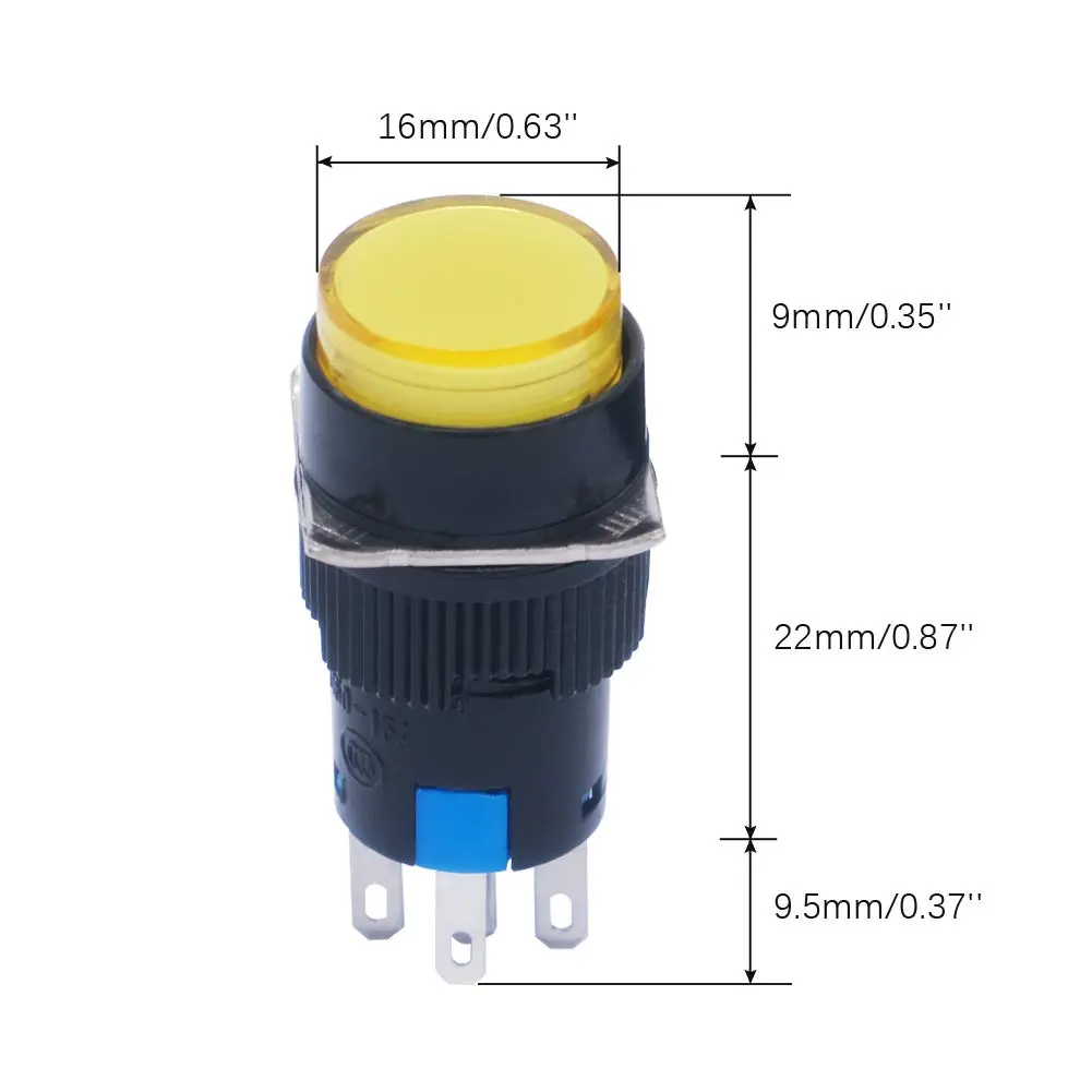 mxuteuk 16mm Momentary Push Button Switch with LED Light, 1NO 1NC SPDT, 5 Color Pack | Industrial Control Component - view 5