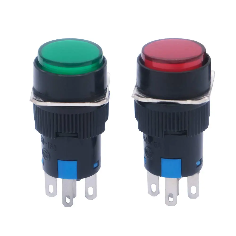 mxuteuk 16mm Momentary Push Button Switch with LED Light, 1NO 1NC SPDT, 5 Color Pack | Industrial Control Component - view 2