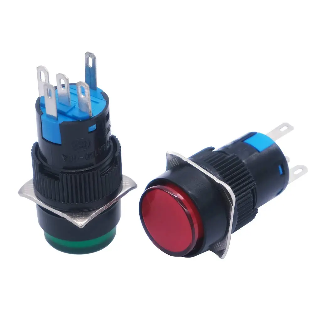 mxuteuk 16mm Momentary Push Button Switch with LED Light, 1NO 1NC SPDT, 5 Color Pack | Industrial Control Component - view 3