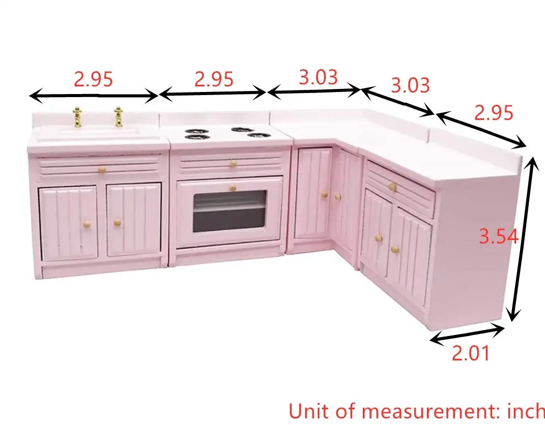 SXFSE 1:12 Dollhouse Wooden Kitchen Cabinet Set | Miniature Furniture in White for Dollhouses - view 2