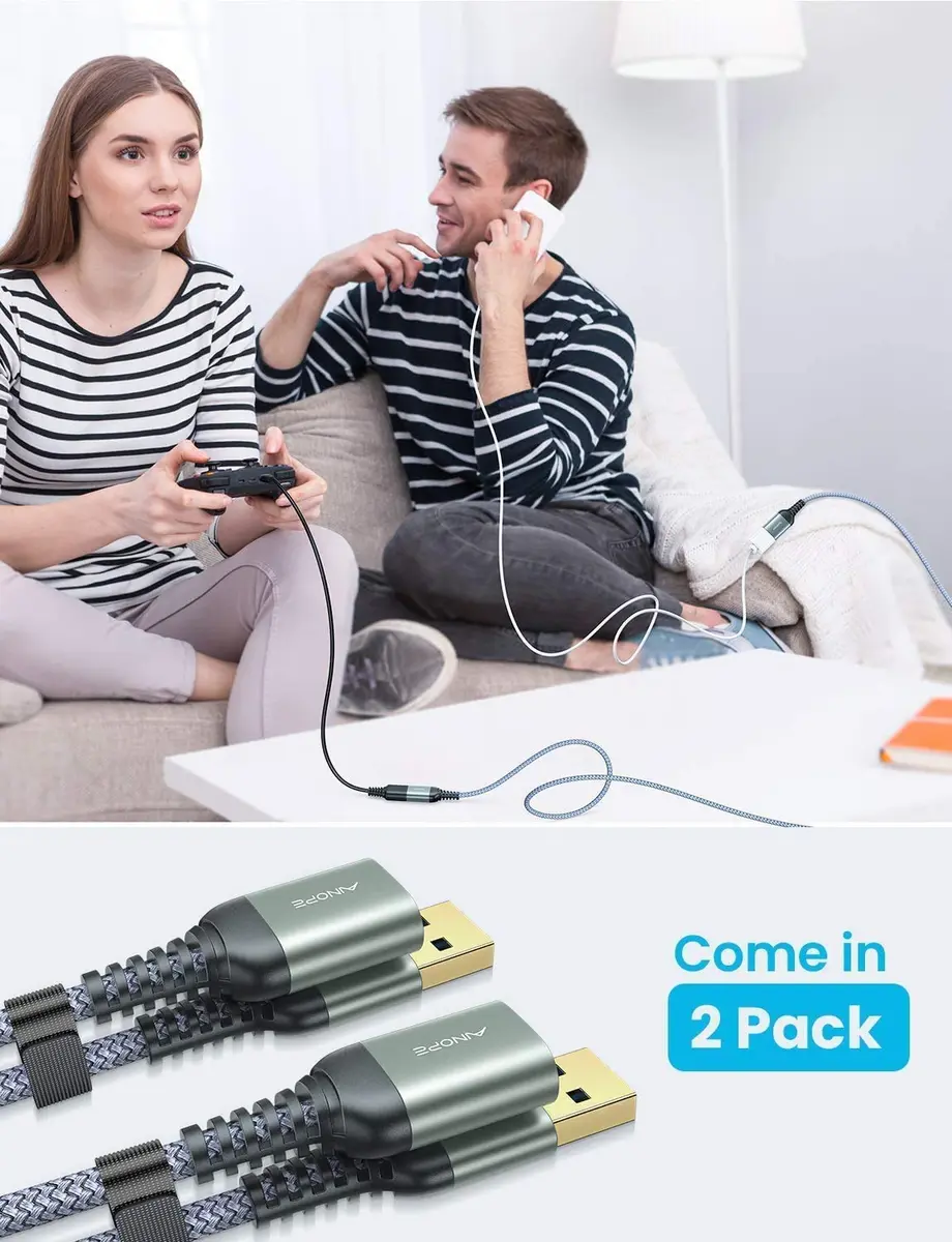 AINOPE 2 Pack USB 3.0 Extension Cable 10FT | High-Speed Data & Fast Charging with Reinforced Braided Material - view 6
